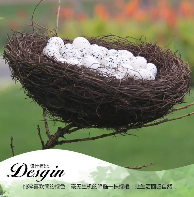 DecorBites™ Handmade Round Rattan Bird Nest Decoration