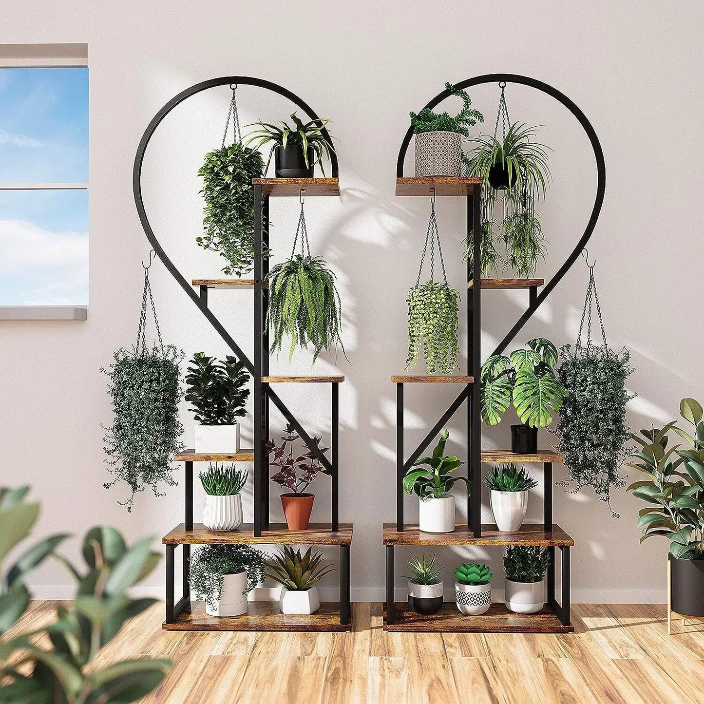DecorBites™ Heart-Shaped Plant Stand with Hooks for 20 Pots