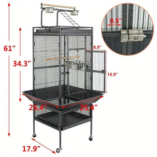 DecorBites™ Large 61" Bird Cage - Non-Toxic Steel, Easy Assembly