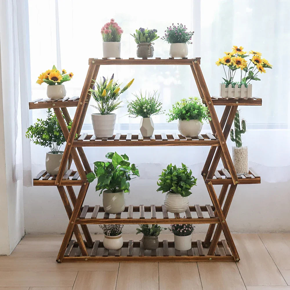 DecorBites™ Large Wood Flower Rack Plant Stand
