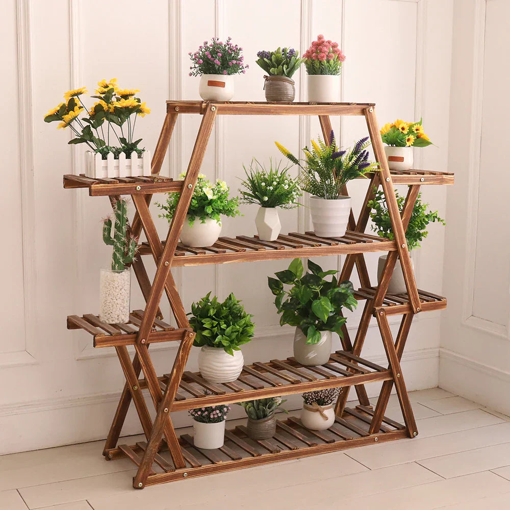 DecorBites™ Large Wood Flower Rack Plant Stand