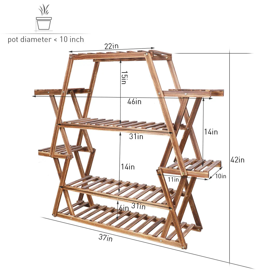 DecorBites™ Large Wood Flower Rack Plant Stand