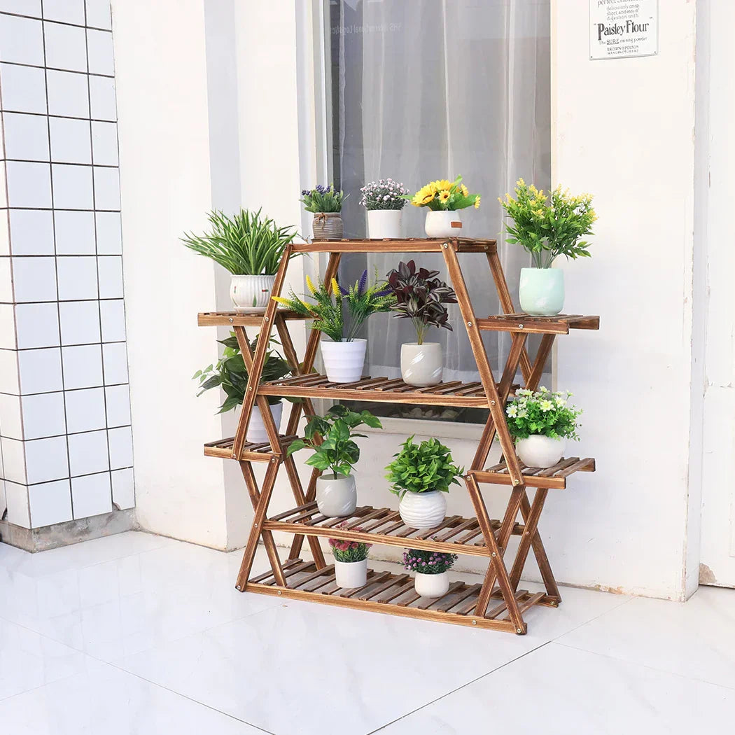 DecorBites™ Large Wood Flower Rack Plant Stand