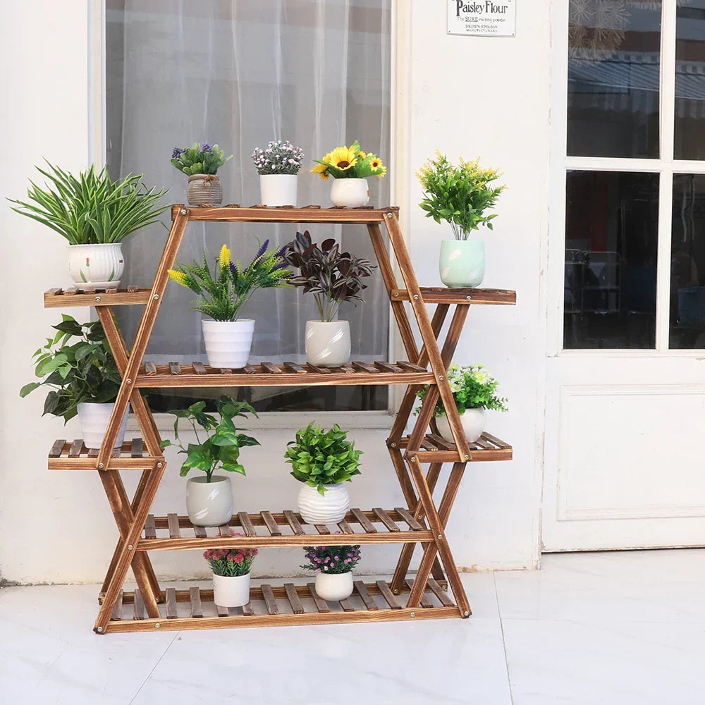 DecorBites™ Large Wood Flower Rack Plant Stand