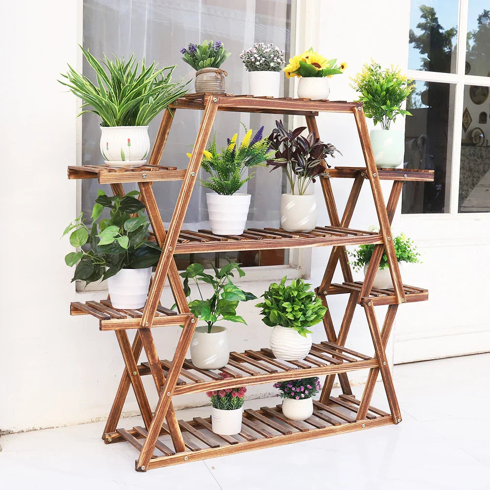 DecorBites™ Large Wood Flower Rack Plant Stand