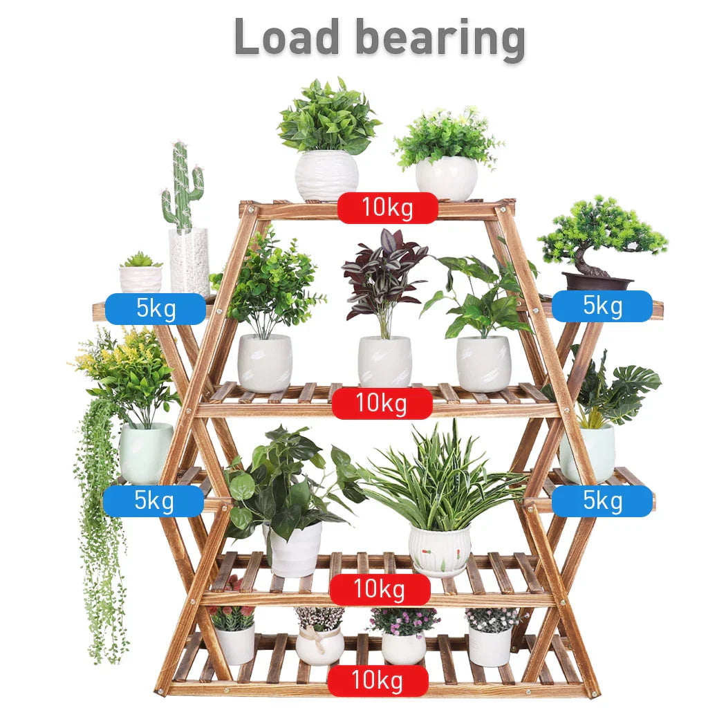 DecorBites™ Large Wood Flower Rack Plant Stand