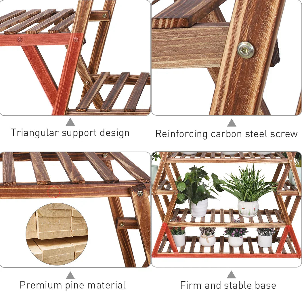 DecorBites™ Large Wood Flower Rack Plant Stand
