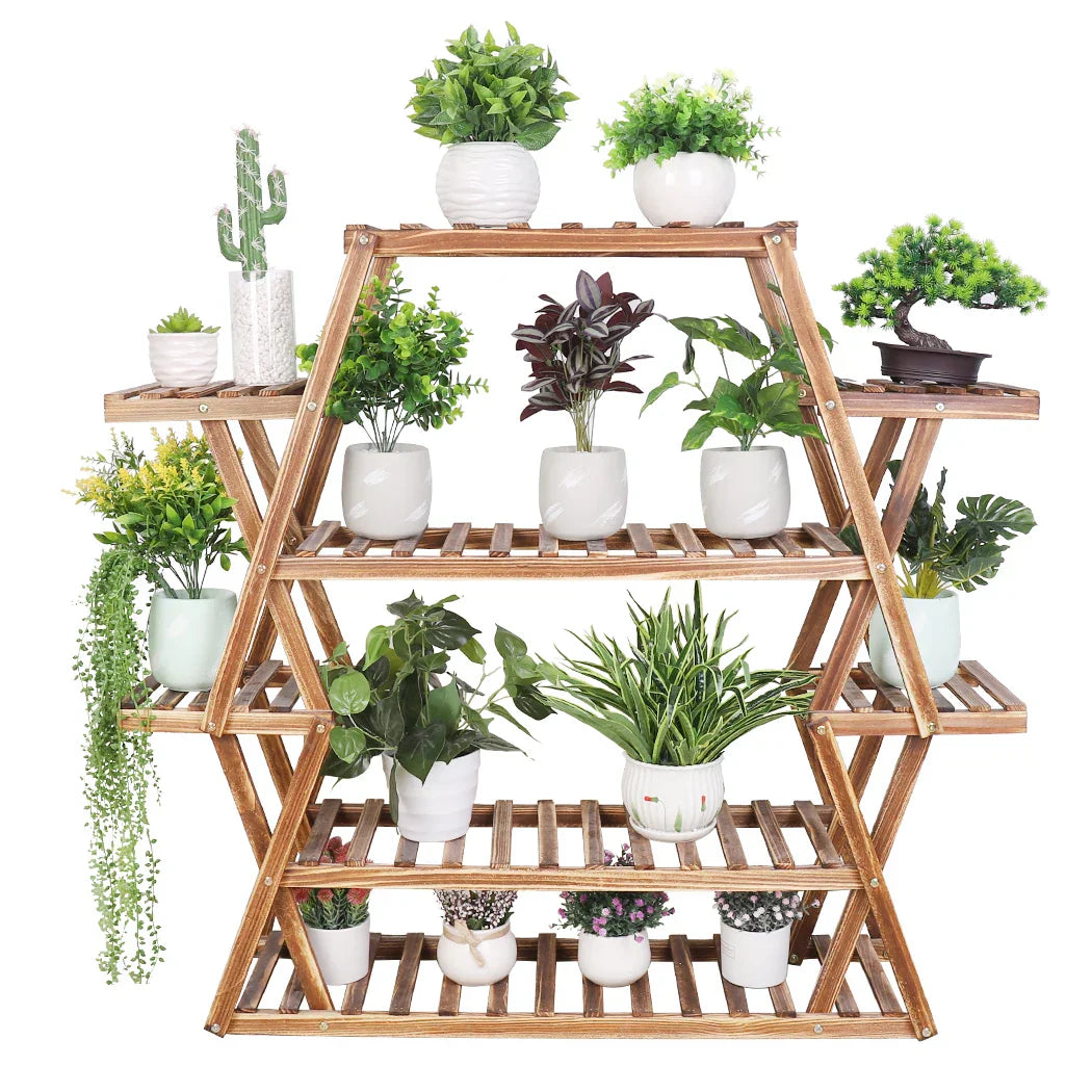 DecorBites™ Large Wood Flower Rack Plant Stand