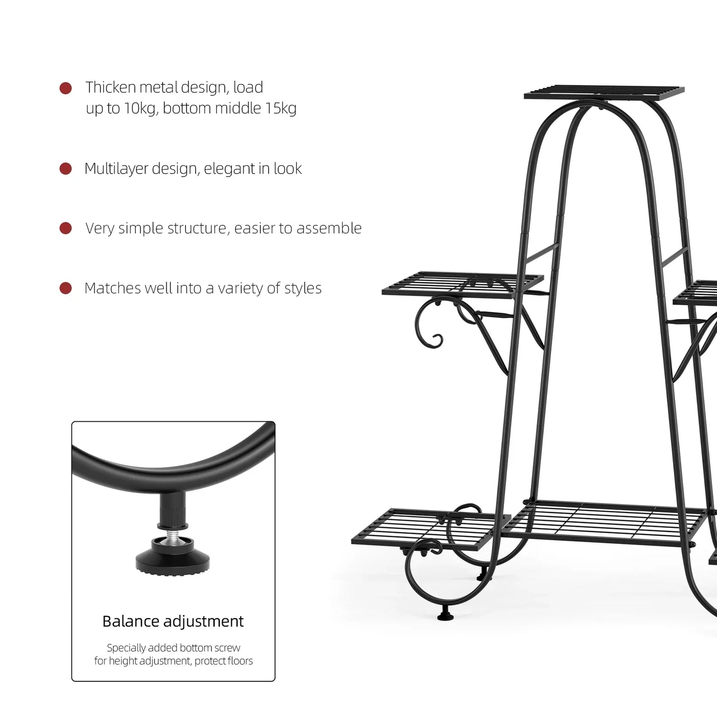 DecorBites™ Metal Plant Stand - 6 Tier Display Rack