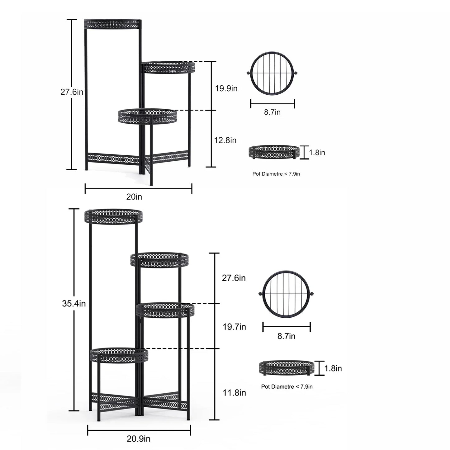 DecorBites™ Metal Plant Stand for Indoor and Outdoor