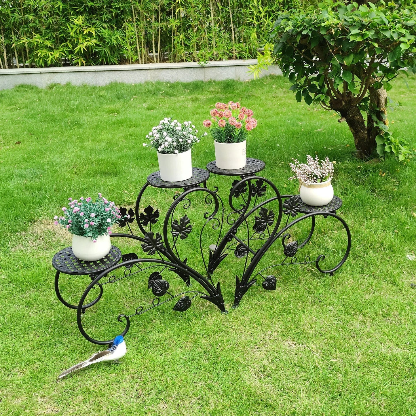 DecorBites™ Metal Plant Stand Set for 4 Potted Flowers