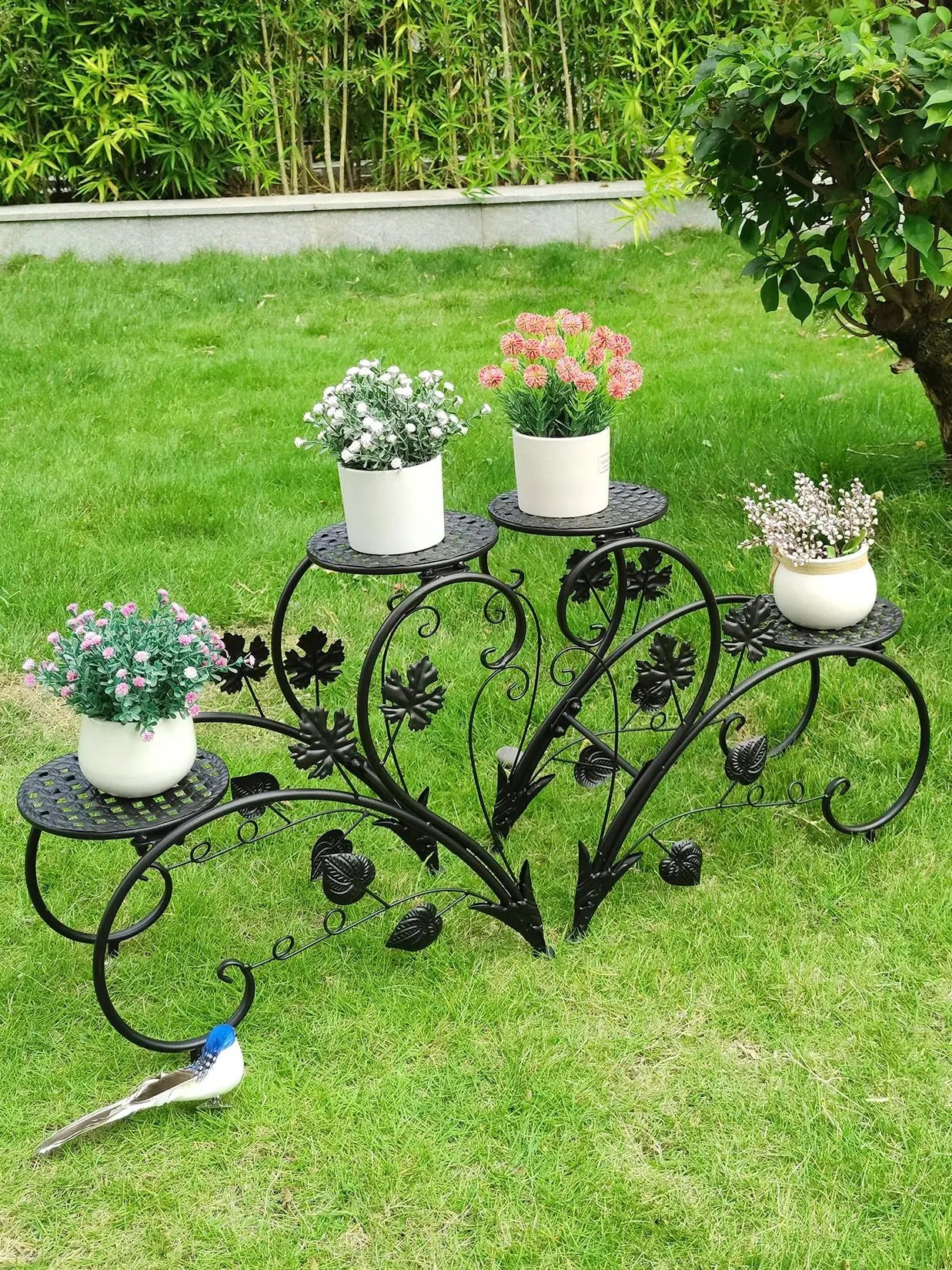 DecorBites™ Metal Plant Stand Set for 4 Potted Flowers