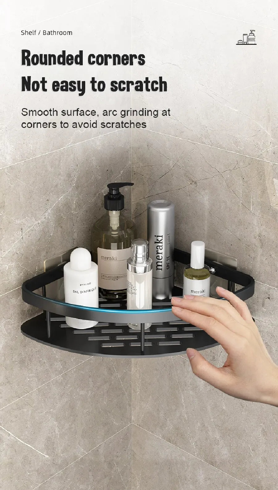 DecorBites™ Modern Aluminum Bathroom Corner Caddy Shelf