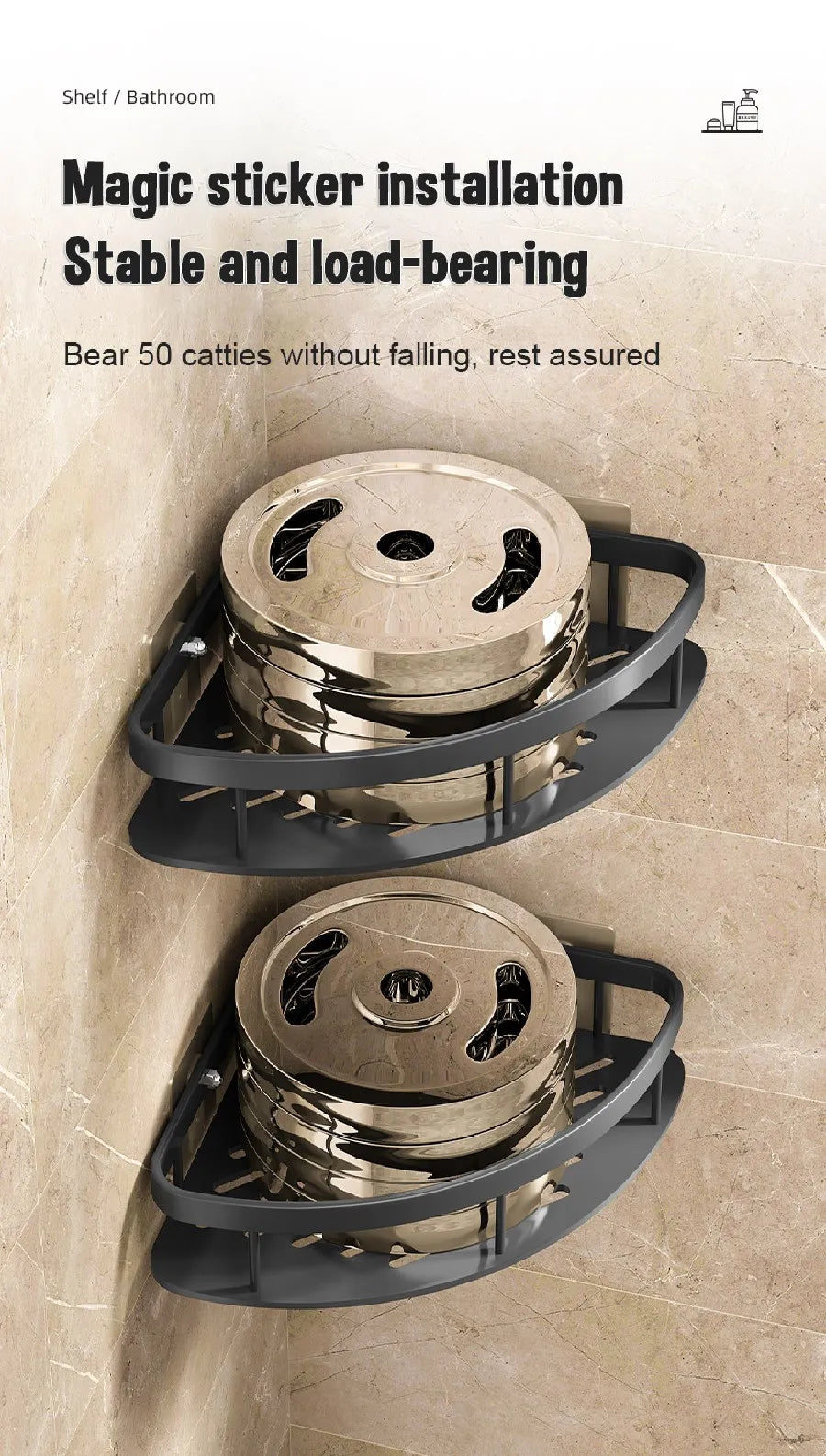 DecorBites™ Modern Aluminum Bathroom Corner Caddy Shelf