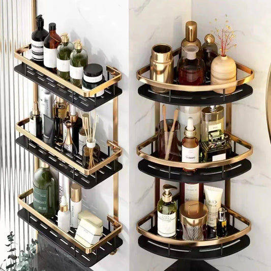 DecorBites™ Modern Aluminum Bathroom Corner Caddy Shelf