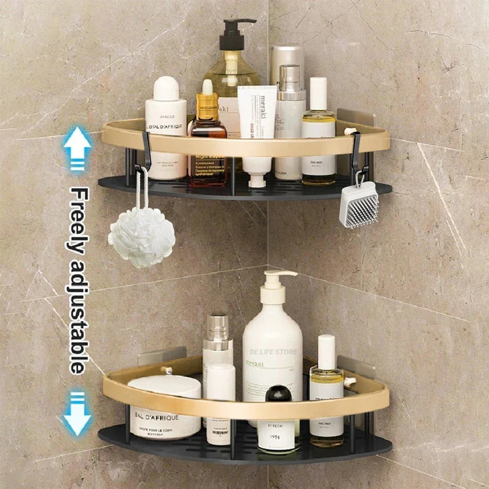 DecorBites™ Modern Aluminum Bathroom Corner Caddy Shelf