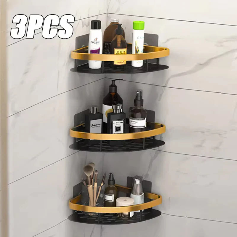 DecorBites™ Modern Aluminum Bathroom Corner Caddy Shelf