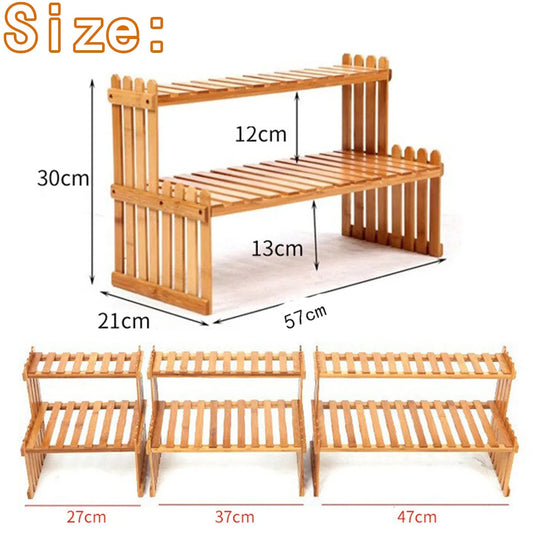 DecorBites™ Modern Bamboo 2-Tier Plant Display Stand