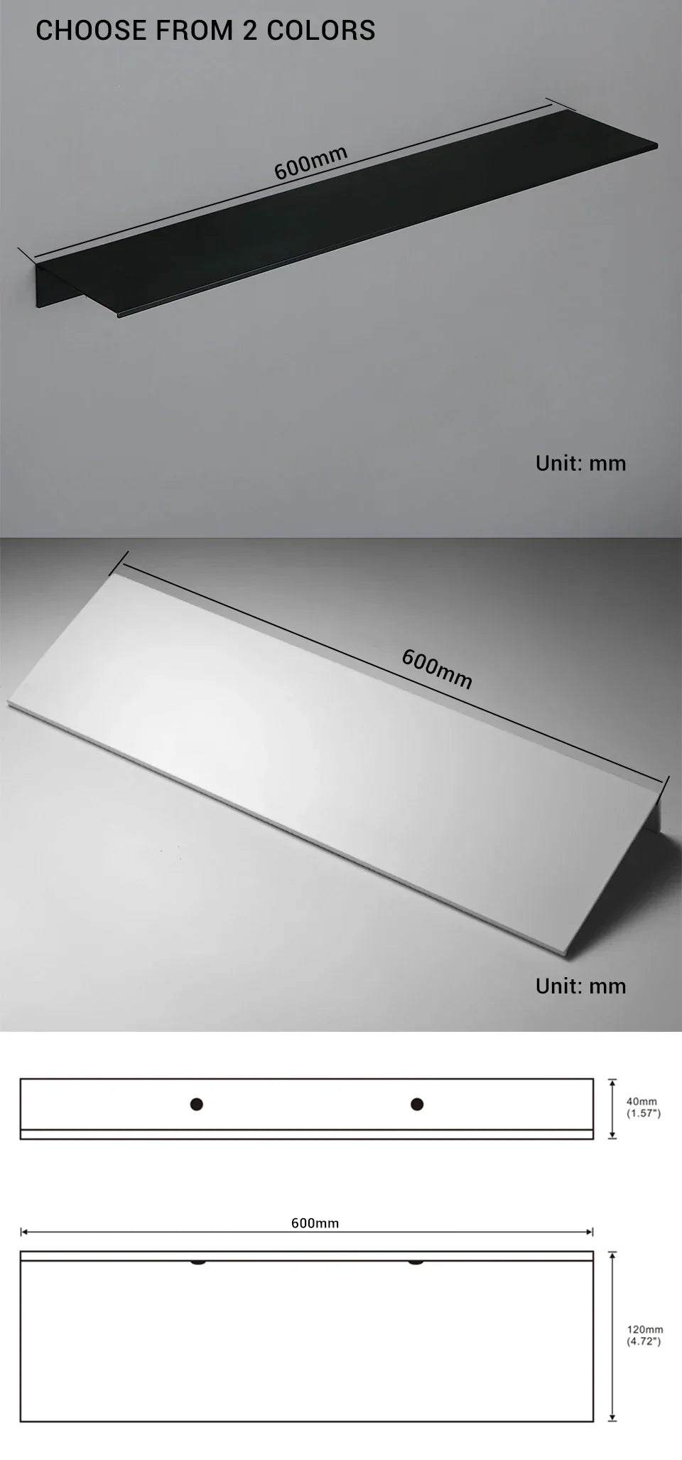 DecorBites™ Modern Black and White Wall-Mounted Organizer Shelf