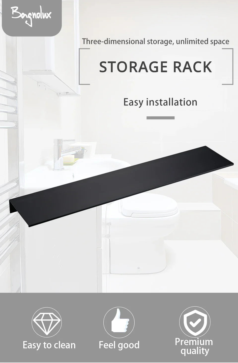 DecorBites™ Modern Black and White Wall-Mounted Organizer Shelf
