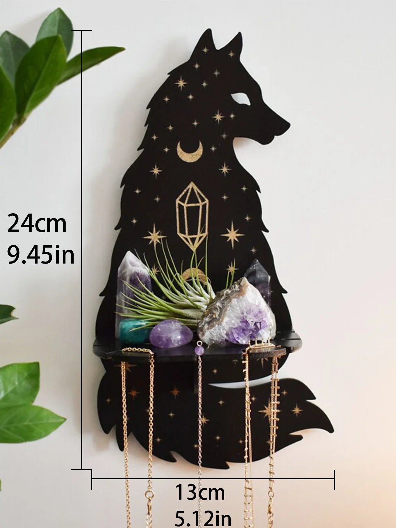 DecorBites™ Moon Phase Black Cat Wooden Shelf
