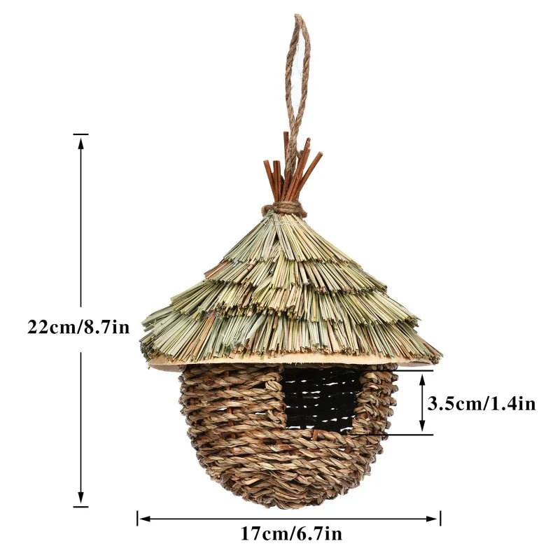 DecorBites™ Natural Grass Bird Cage Hanging Parrot Nest