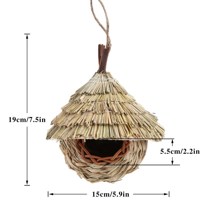 DecorBites™ Natural Grass Bird Cage Hanging Parrot Nest