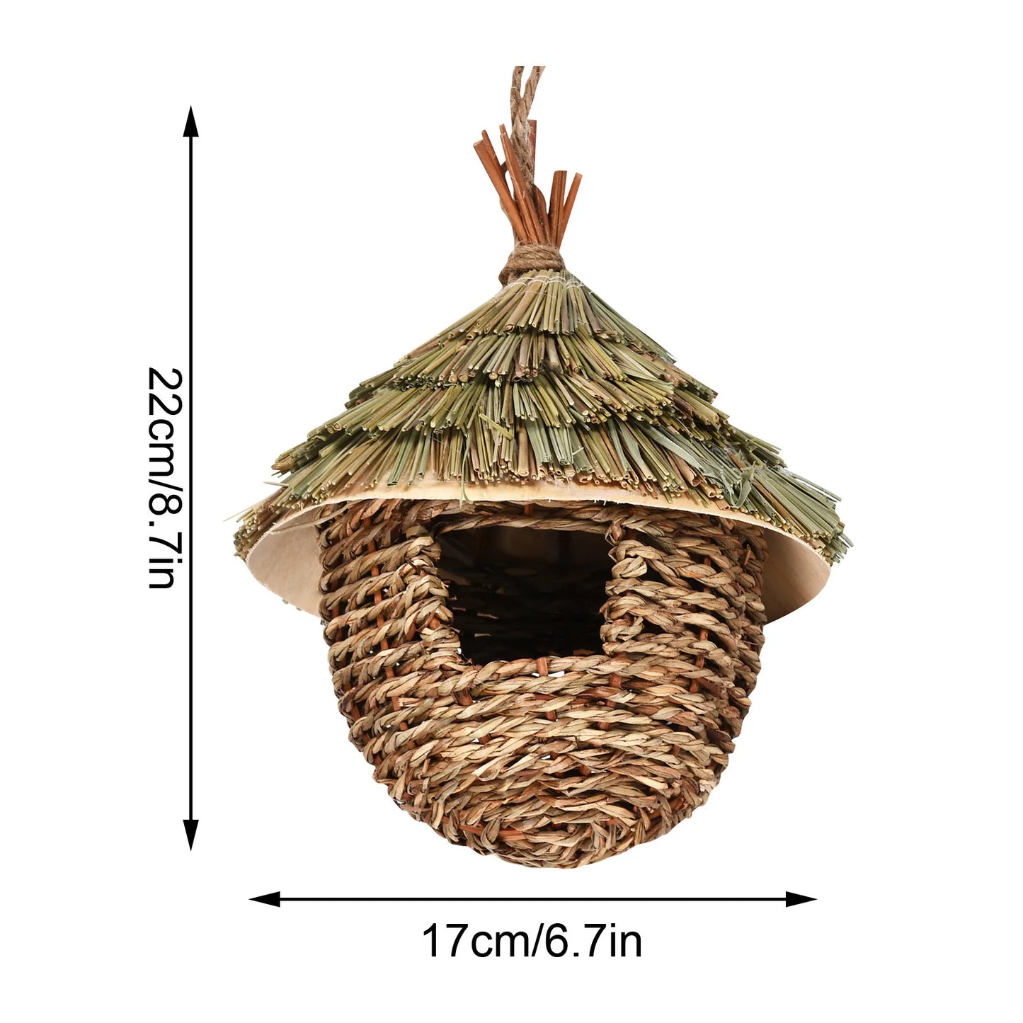 DecorBites™ Natural Grass Bird Nest Cage for Outdoor Decor