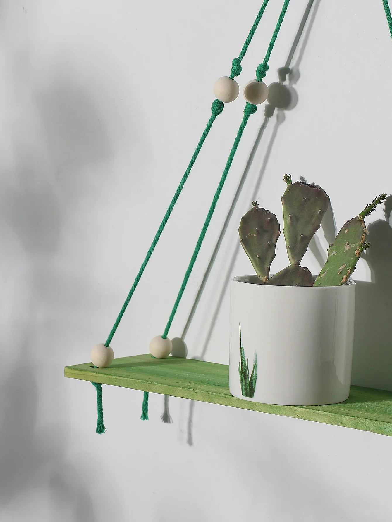 DecorBites™ Pink/Green Wooden Wall Shelf for Kids Room