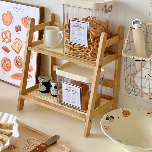 DecorBites™ Rattan 2-Tier Desktop Organizer Shelf