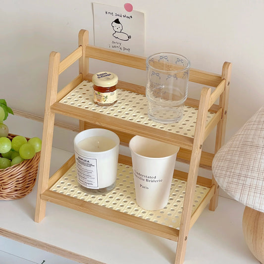DecorBites™ Rattan 2-Tier Desktop Organizer Shelf