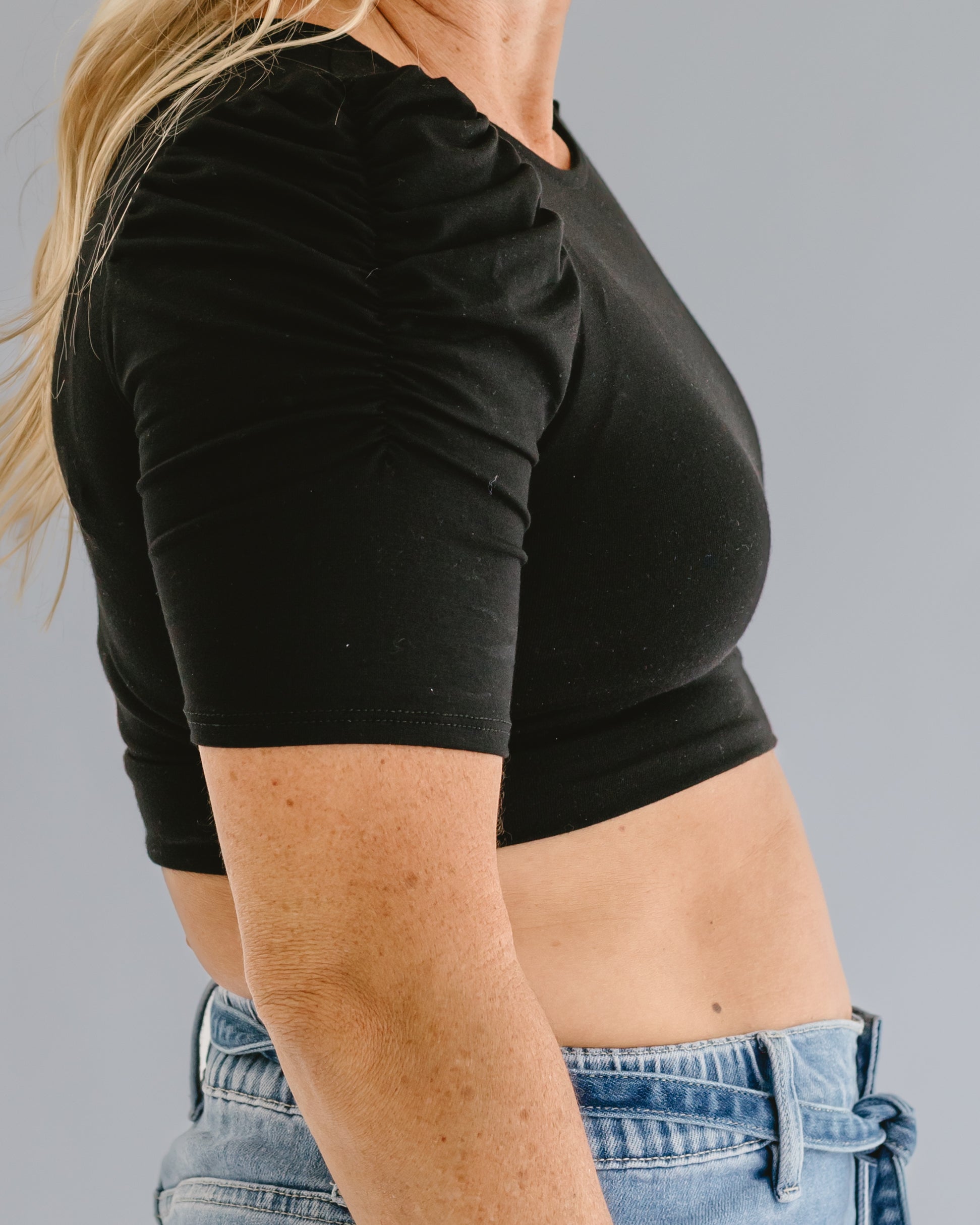 Ruched Sleeve Halftee