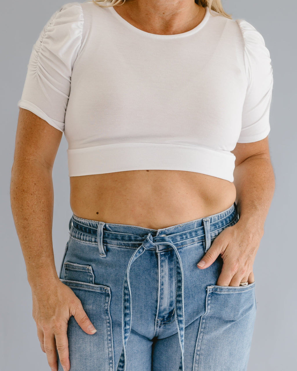 Ruched Sleeve Halftee