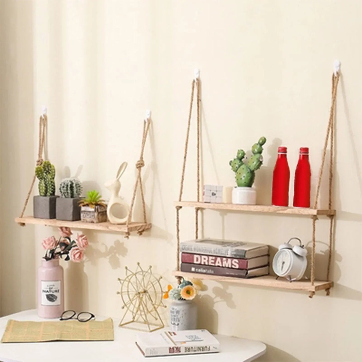 DecorBites™ Rustic Wood Floating Wall Shelves - Set of 3