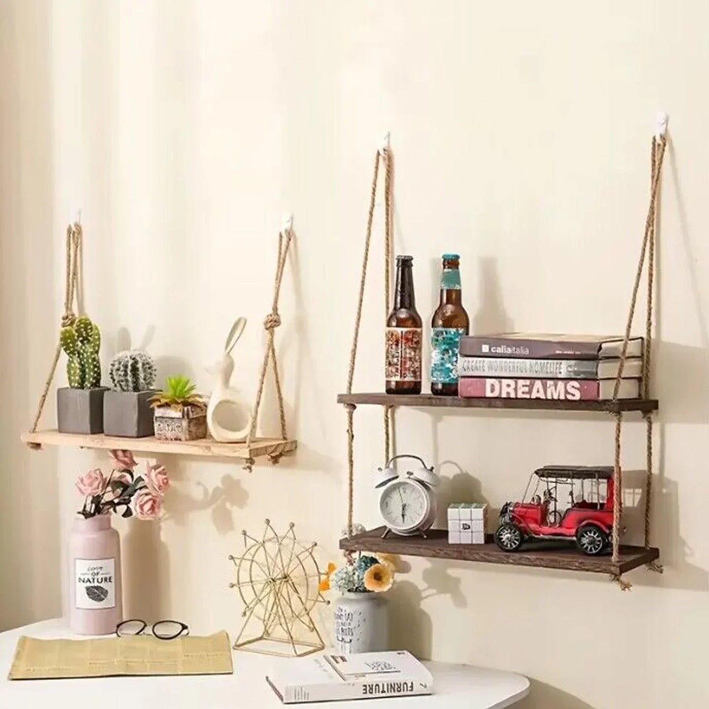 DecorBites™ Rustic Wood Floating Wall Shelves - Set of 3