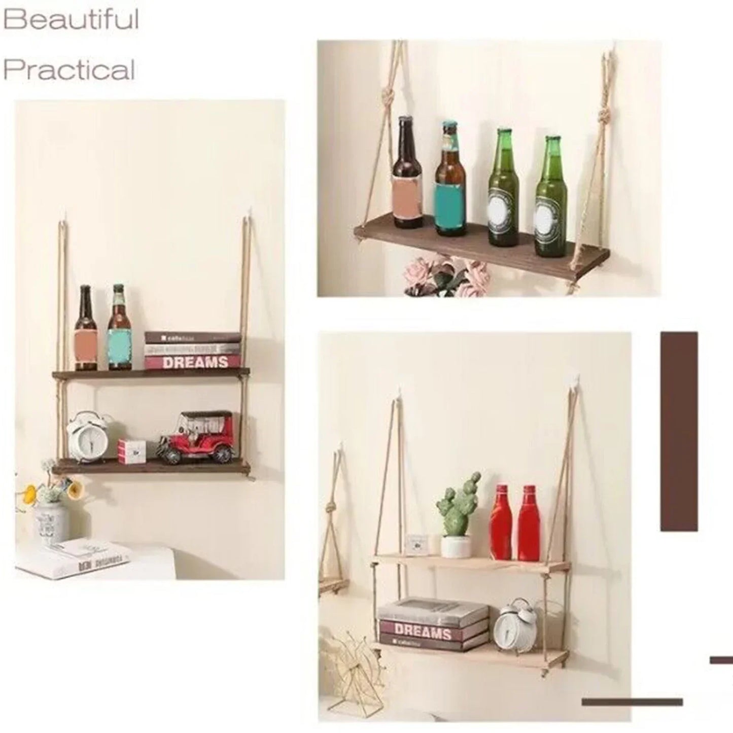 DecorBites™ Rustic Wood Floating Wall Shelves - Set of 3