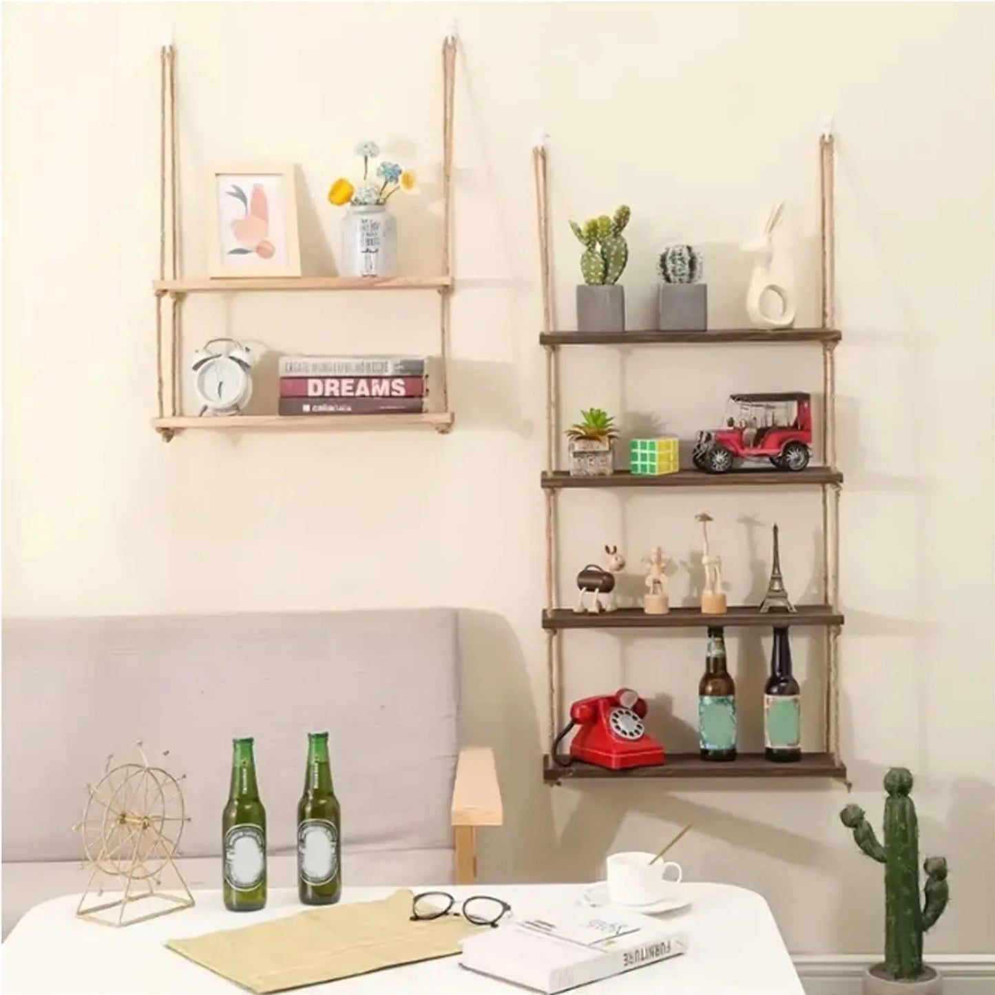 DecorBites™ Rustic Wood Floating Wall Shelves - Set of 3