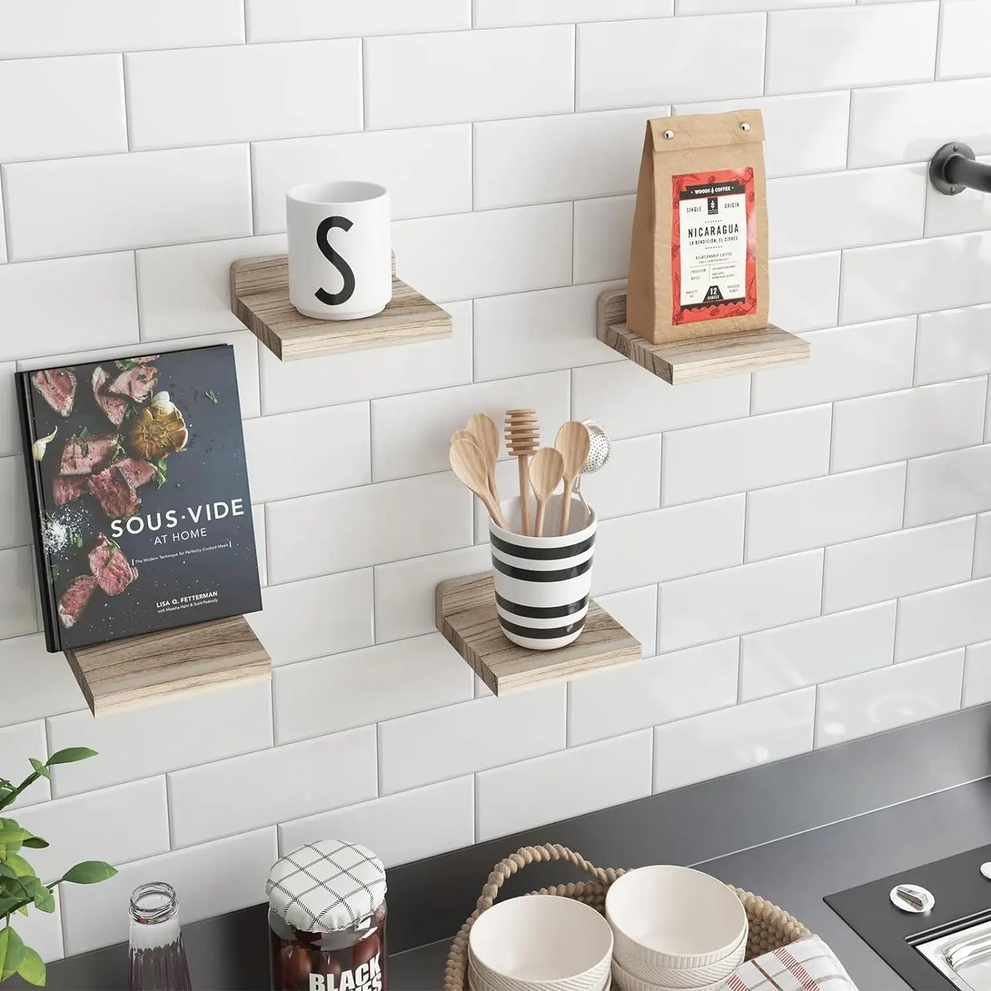 DecorBites™ Small Wood Floating Shelves 4-Pack