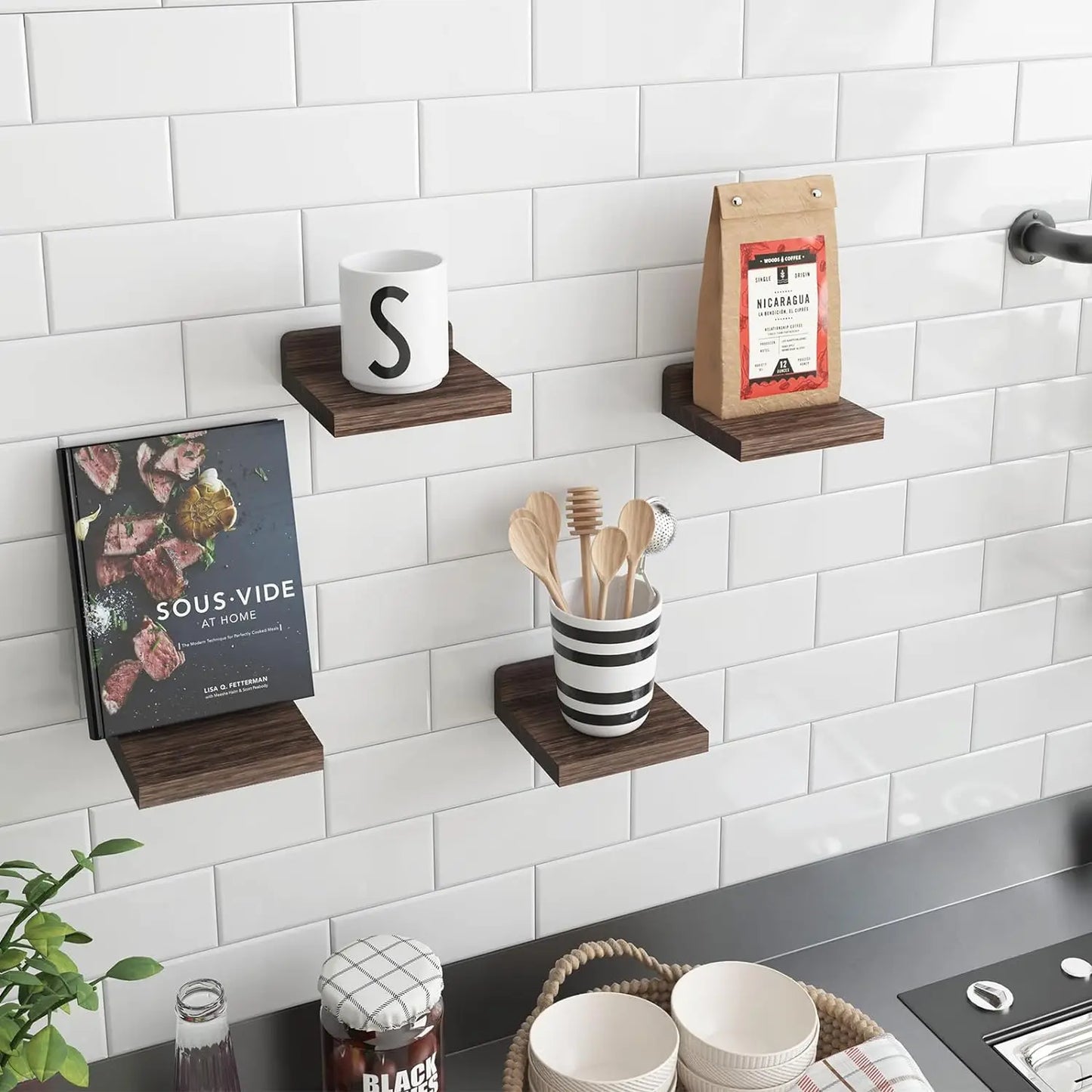 DecorBites™ Small Wood Floating Shelves 4-Pack