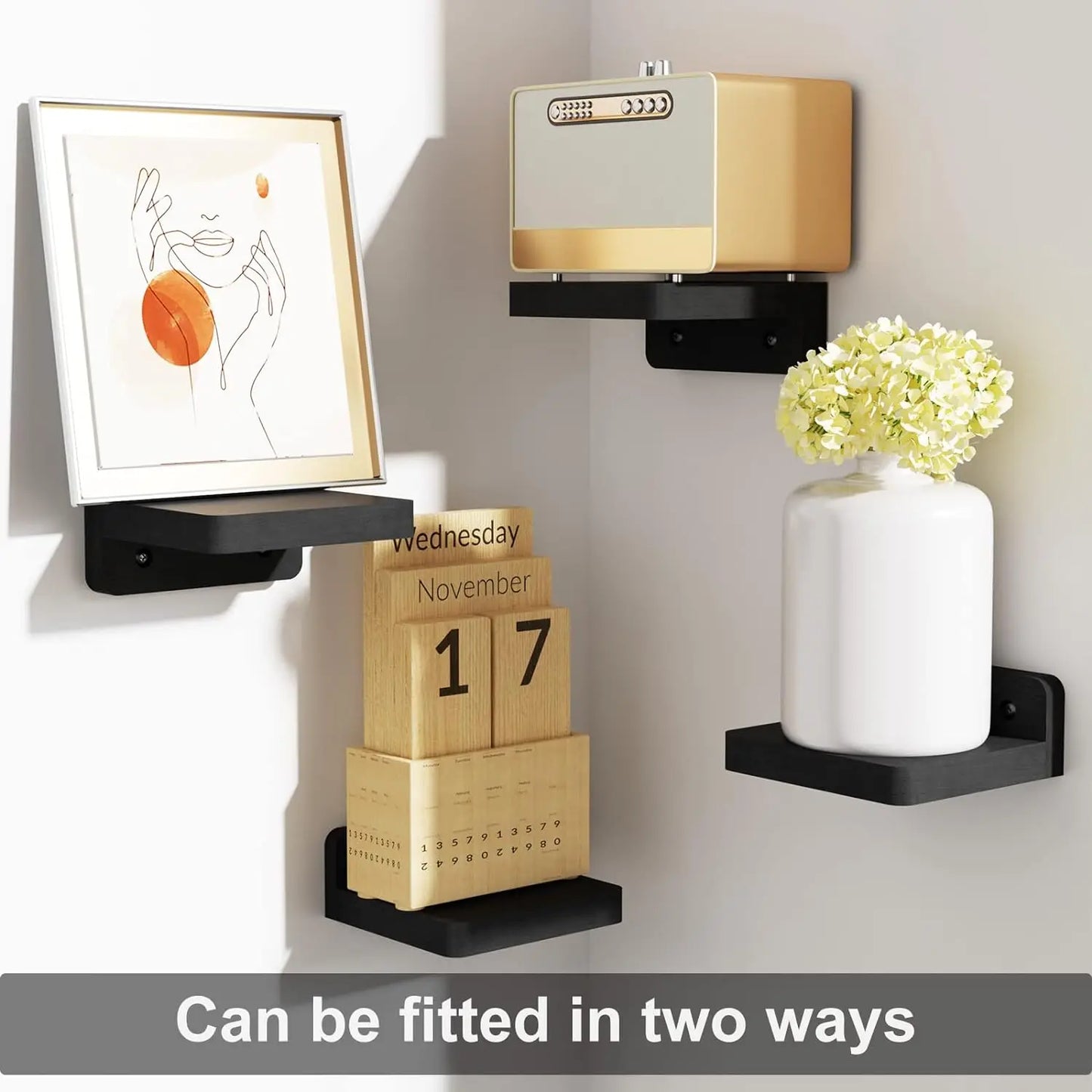 DecorBites™ Small Wood Floating Shelves 4-Pack