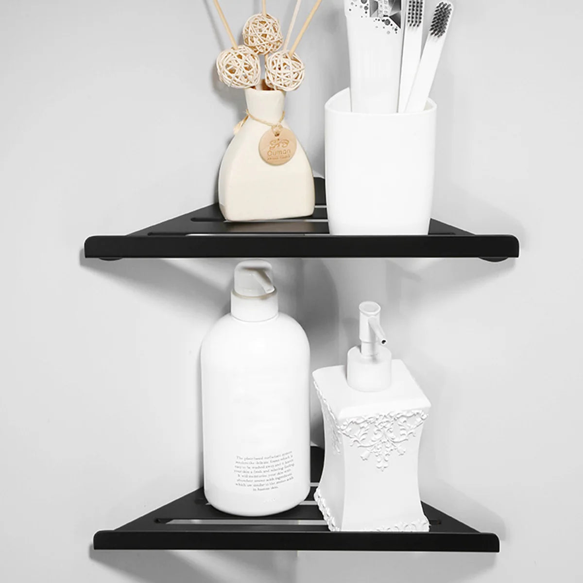 DecorBites™ Stainless Steel Corner Shower Shelf Organizer