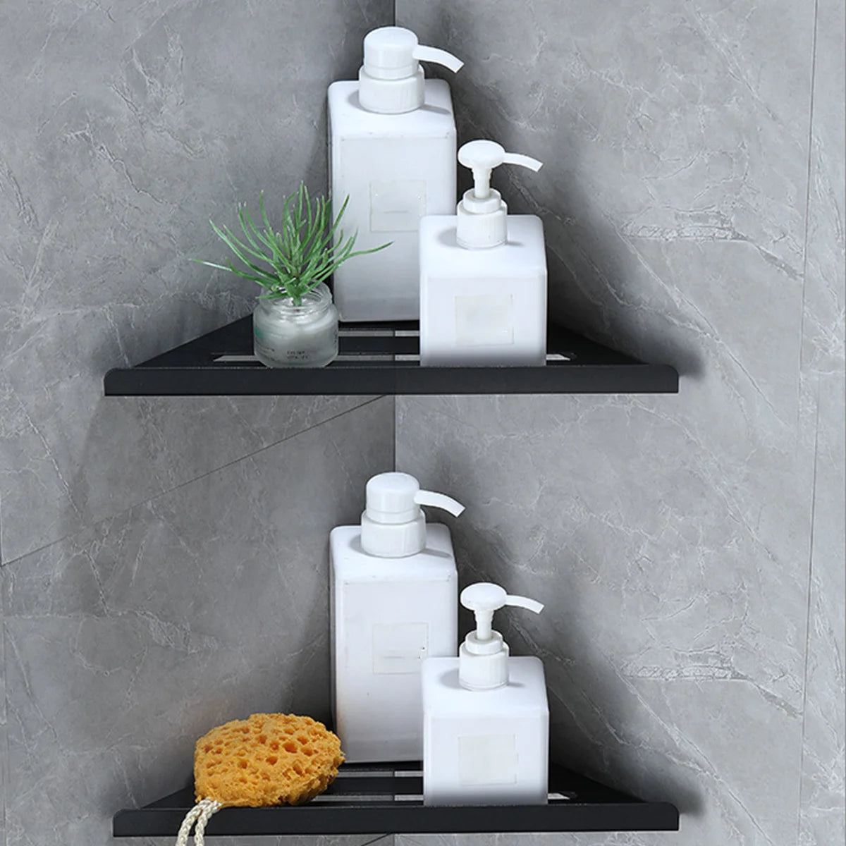 DecorBites™ Stainless Steel Corner Shower Shelf Organizer
