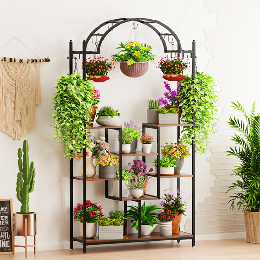 DecorBites™ Tall 5-Tier Plant Stand with Hanging Hooks