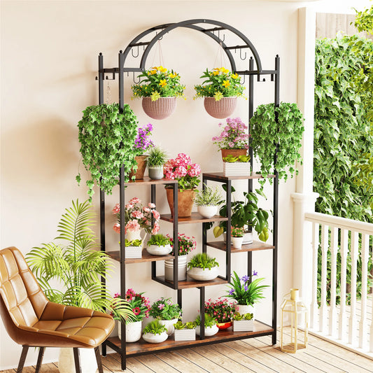 DecorBites™ Tall 5-Tier Plant Stand with Hanging Hooks