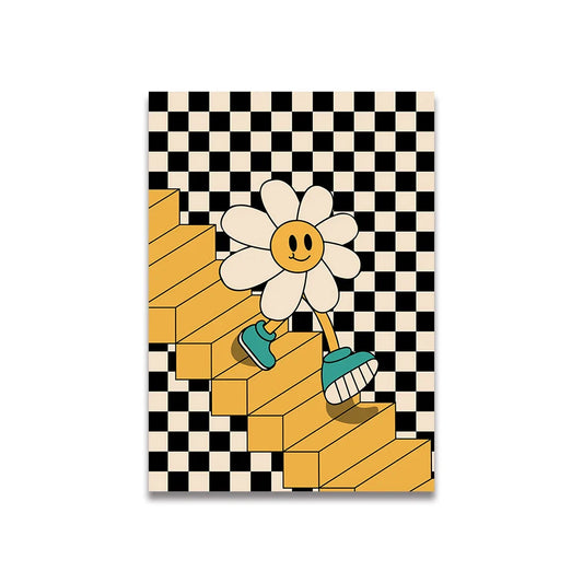DecorBites™ Vintage Pink Cartoon Print Canvas Wall Art