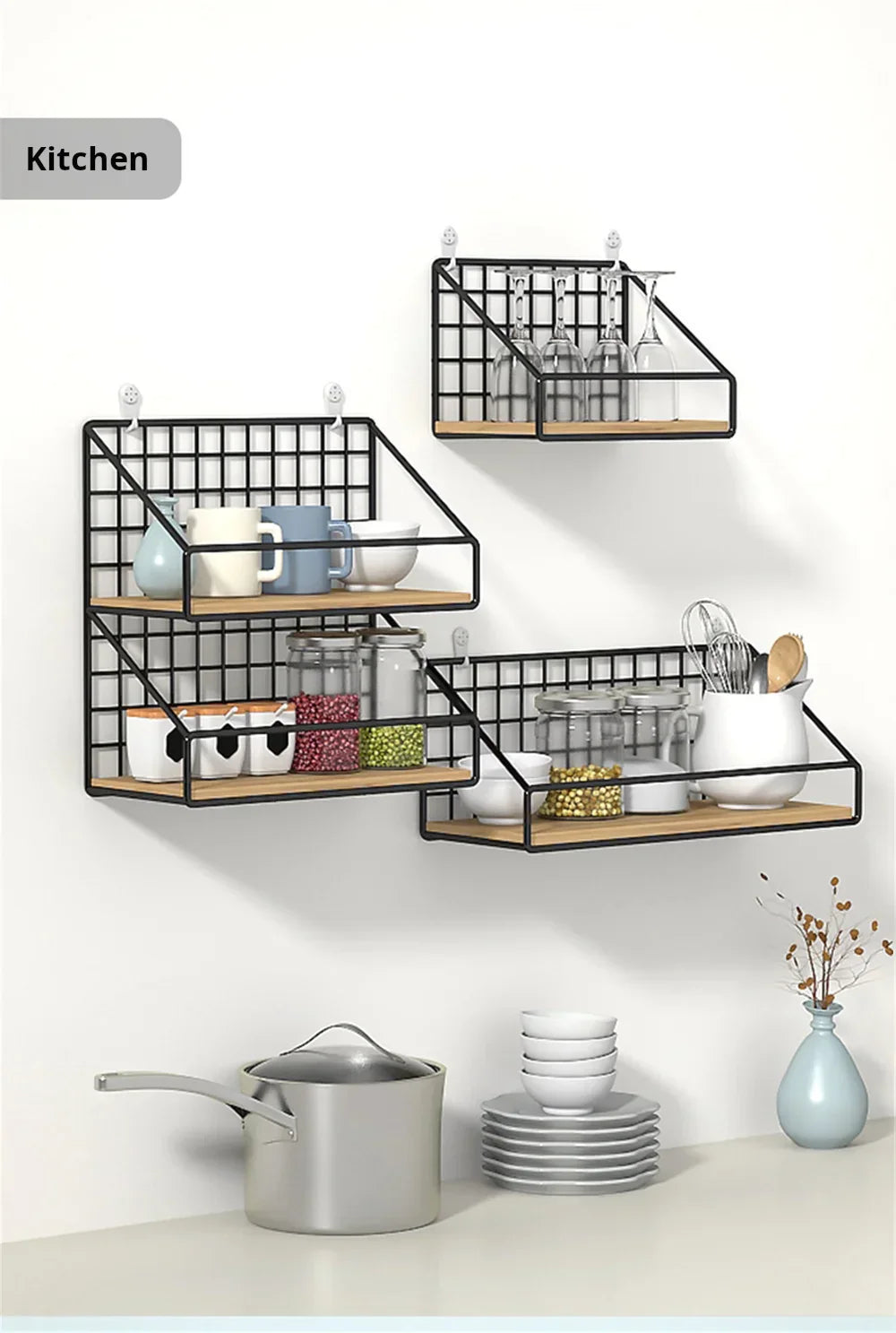DecorBites™ Wall Mounted Storage Shelves and Baskets