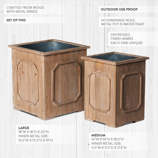 Oversized Wooden Planters Set of 2