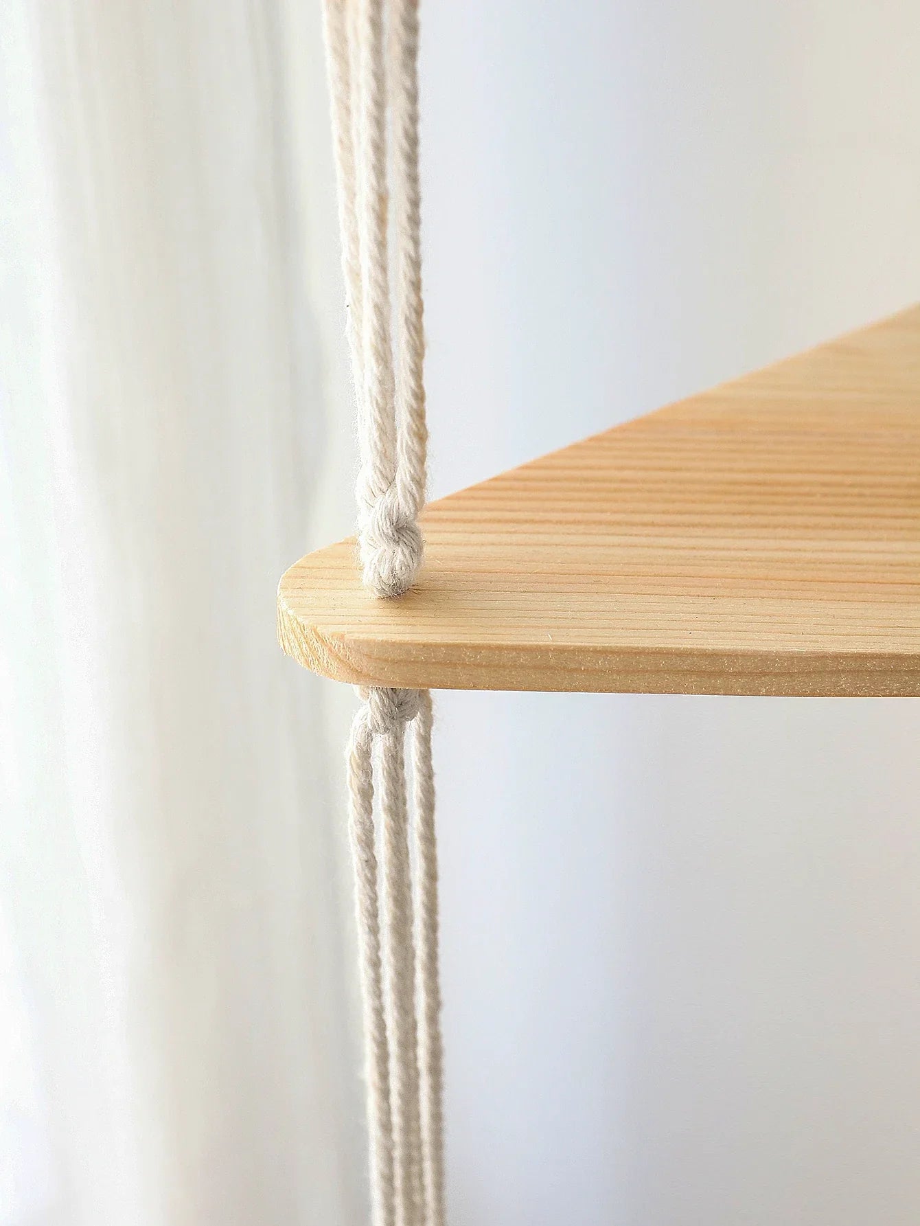 DecorBites™ Wooden Corner Shelf with Macrame - Boho Wall Decor