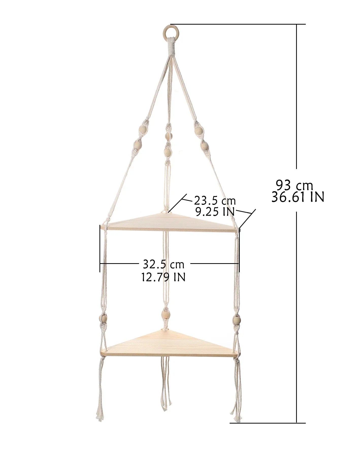 DecorBites™ Wooden Corner Shelf with Macrame - Boho Wall Decor
