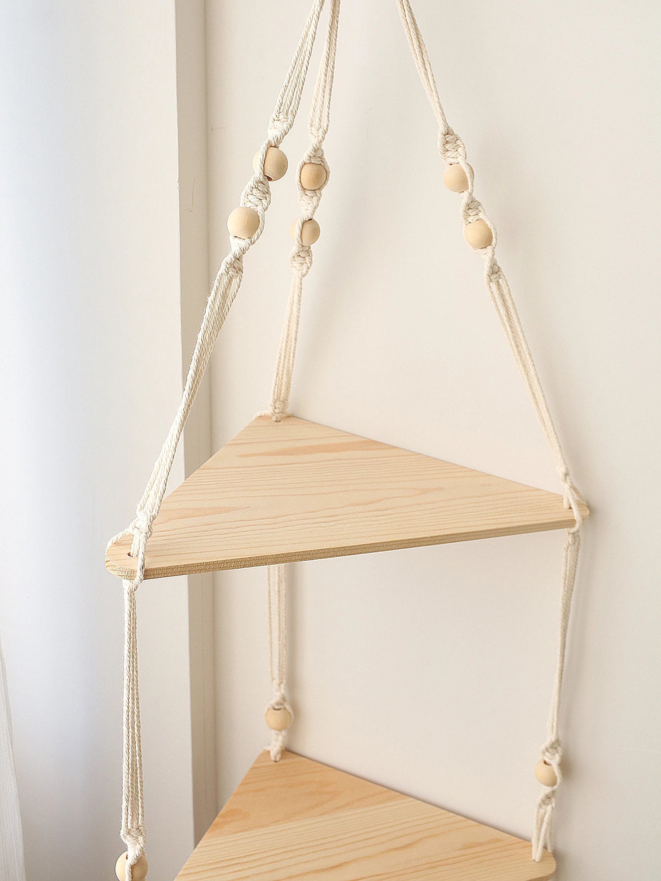 DecorBites™ Wooden Corner Shelf with Macrame - Boho Wall Decor